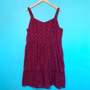 NWT Lane Bryant Wine Colored Eyelet Flare Dress